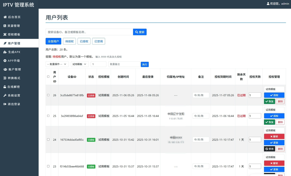 My_IPTV后台管理系统源码